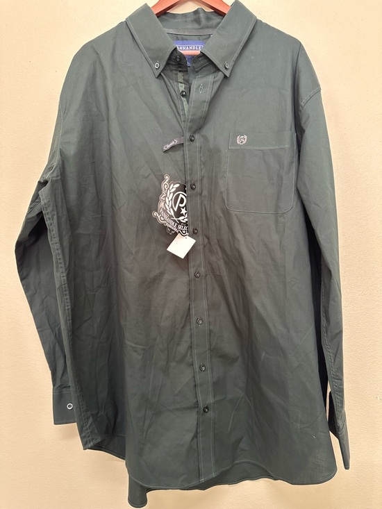 Panhandle Other - Men’s Panhandle Select Dark Green Solid Stretch Poplin Button up Long sleeve